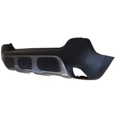 REAR BUMPER - W/SILVER MOULDING - NO SENSOR HOLES (BLACK, TEXTURED)